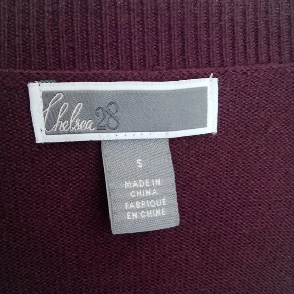 Chelsea28 Maroon Tier Ruffled Sleeve Sweater S - Picture 6 of 14